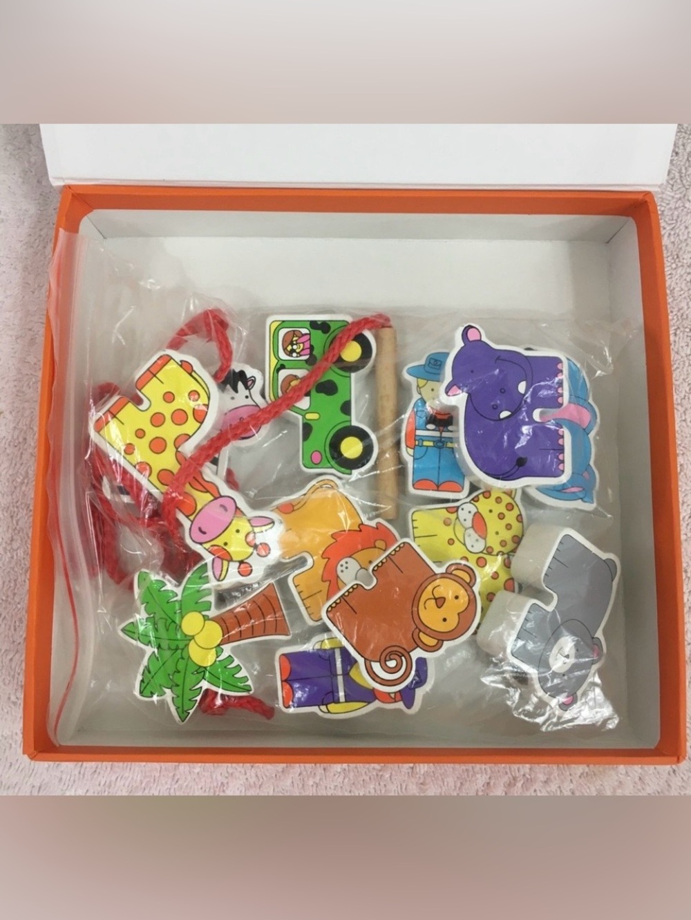 NWT New Viga Toys High Quality Non Toxic Wood Animal Lacing Blocks Montessori 3+ - Picture 4 of 5